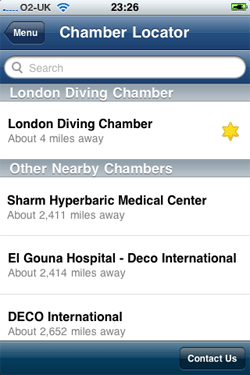 iPhone Chamber Locator Screen